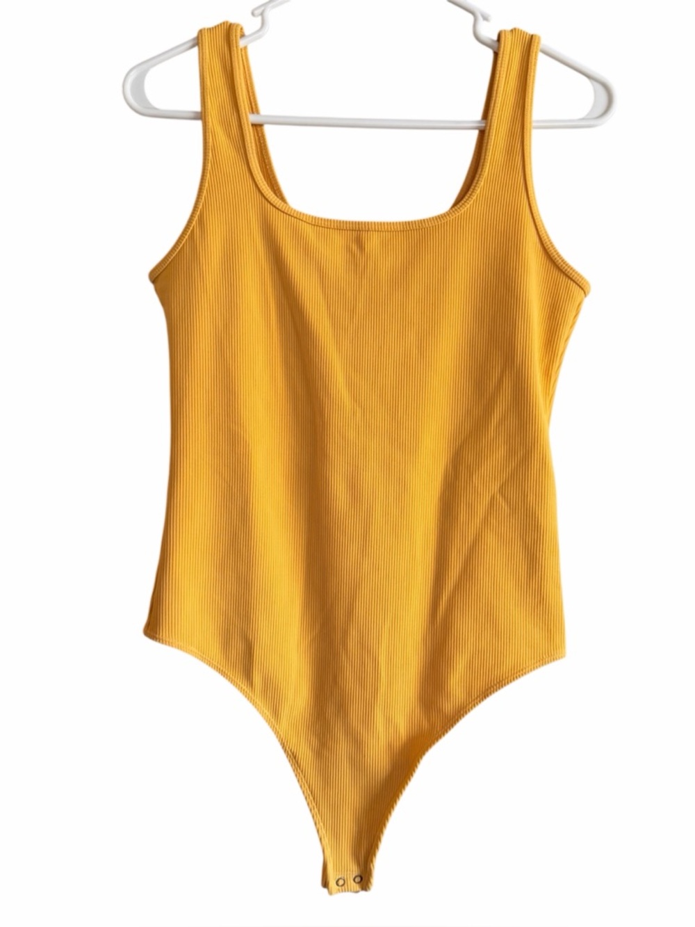 Abercrombie & Fitch Soft A&F Mustard Yellow Sleeveless Square Neck Rib Bodysuit